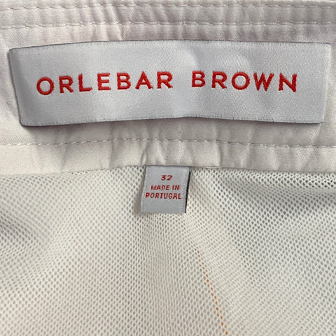 ORLEBAR BROWN Size M Bulldog White Black Orange Trees Polyester Buckle Swim Trunks
