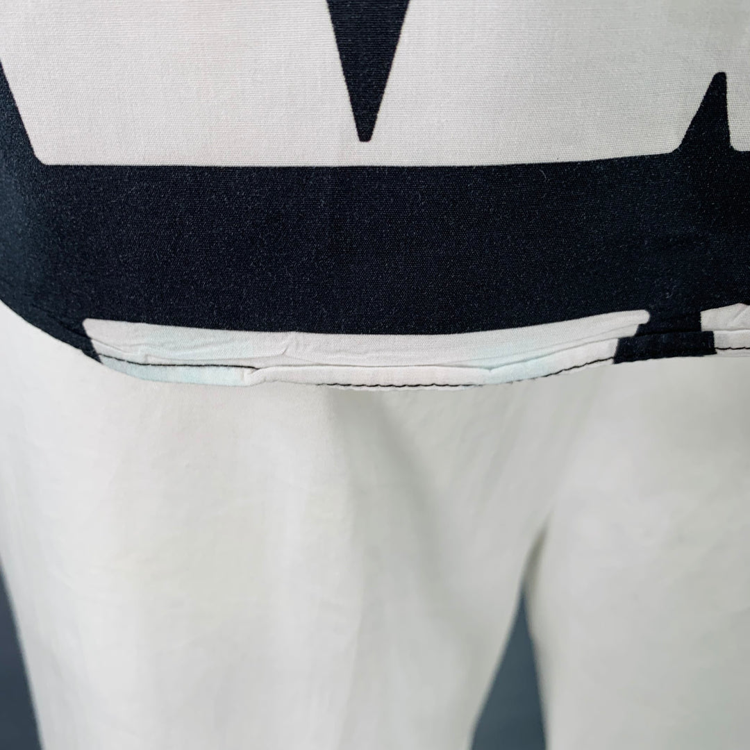 WALTER VAN BEIRENDONCK Size L Black White Graphic Cotton Long Sleeve Shirt