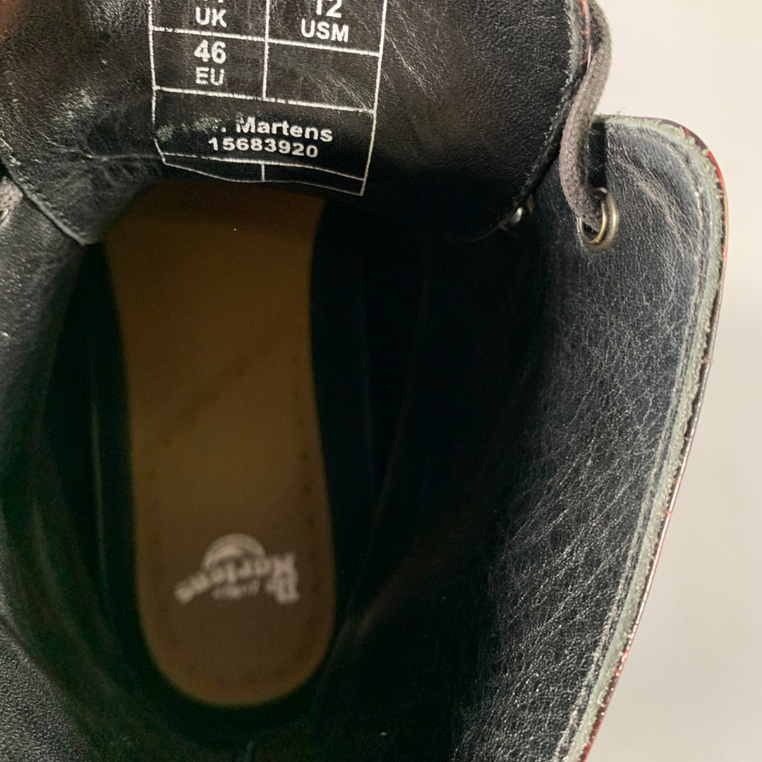 DOC MARTENS Size 12 Burgundy Abstract Leather Boots