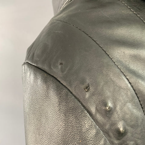 DIESEL BLACK GOLD Vintage Size M Black Leather Zip Up Hooded Jacket