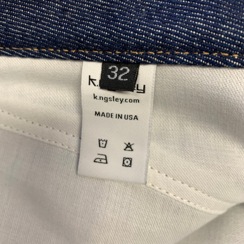 K.NGSLEY Size 32 Indigo Contrast Stitch Denim Wide Leg Jeans