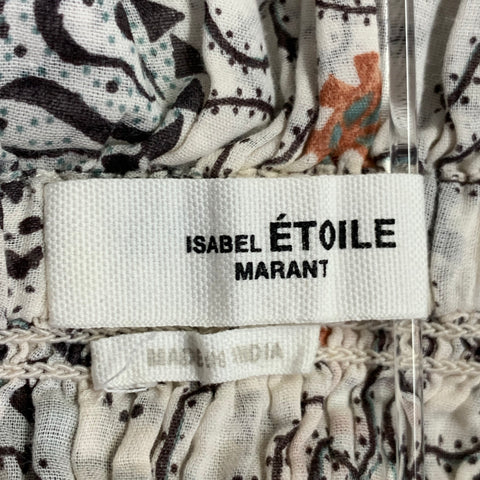 ISABEL MARANT ETOILE Size S White Brown Black Cotton Abstract Strapless Dress