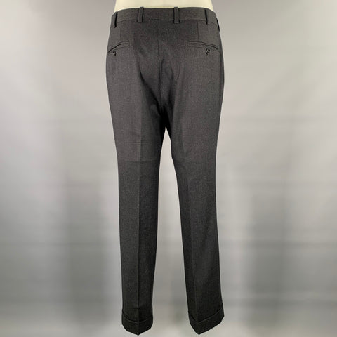 ERMENEGILDO ZEGNA Size 32 Dark Charcoal Black Heather Wool Slim Fit Dress Pants