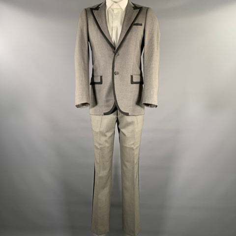 SIMON SPURR Size 36 Grey Black Nailhead Wool Peak Lapel Suit
