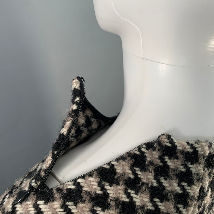 DEREK LAM Size XS/S Black Beige Wool Alpaca Houndstooth Poncho Pullover