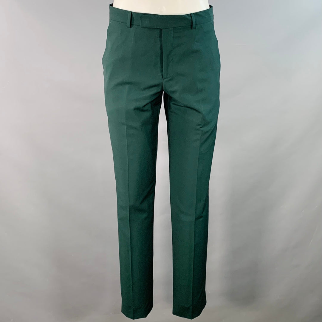 PAUL SMITH Size 38 Regular Green Wool Mohair Notch Lapel Suit