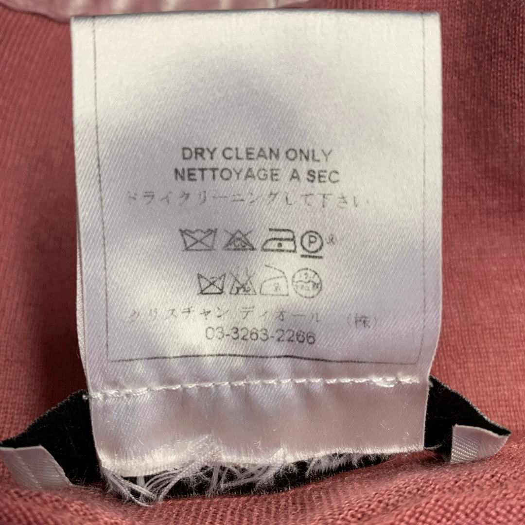 CHRISTIAN DIOR Size 4 Pink Cashmere Contrast Trim Turtleneck Cardigan Set