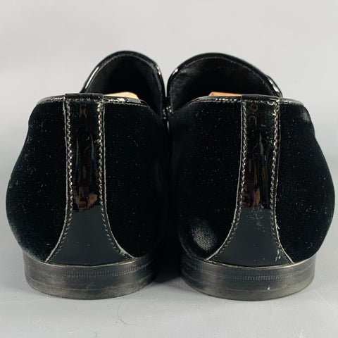 JIMMY CHOO Size 11.5 Black Grey Glitter Velvet Loafers