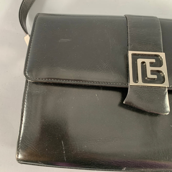 PIERRE BALMAIN Black Silver Leather Shoulder Bag Handbag