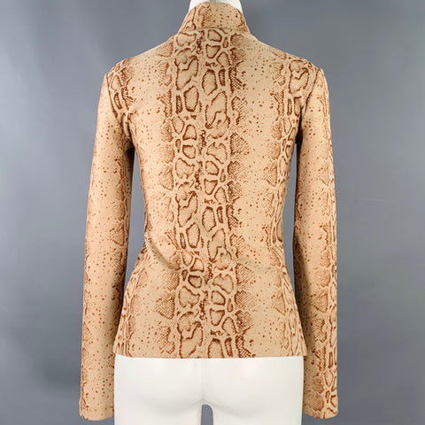 STAND STUDIO Size XS Tan Brown Polyester Blend Snakeskin Print Casual Top