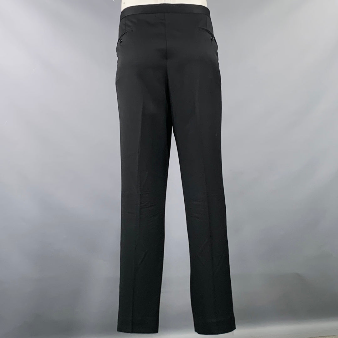 ERMENEGILDO ZEGNA Size 46 Black Wool Single Button Tuxedo
