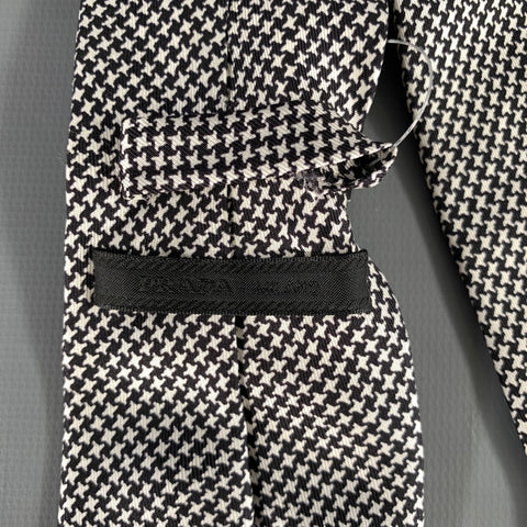PRADA Black White Houndstooth Silk Tie