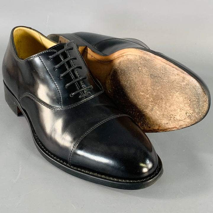 PAUL SMITH Size 7 Kenning Black Leather Cap Toe Oxford Lace-Up Shoes