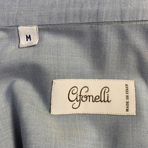 CIFONELLI Size M Blue Grey Cotton Spread Collar Long Sleeve Shirt