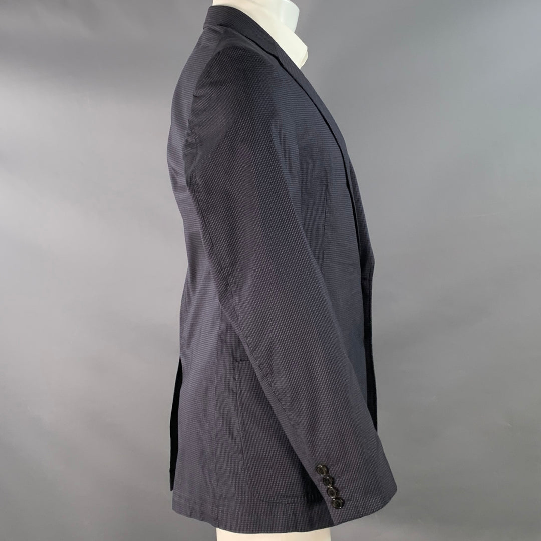 DRIES VAN NOTEN Size 40 Navy Grey Stripe Cotton Blend Notch Lapel Sport Coat