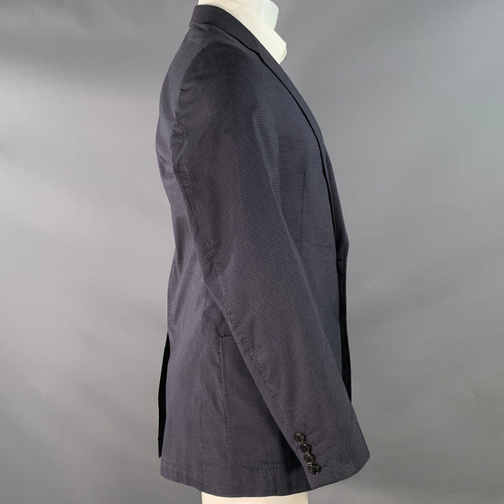 DRIES VAN NOTEN Size 40 Navy Grey Stripe Cotton Blend Notch Lapel Sport Coat