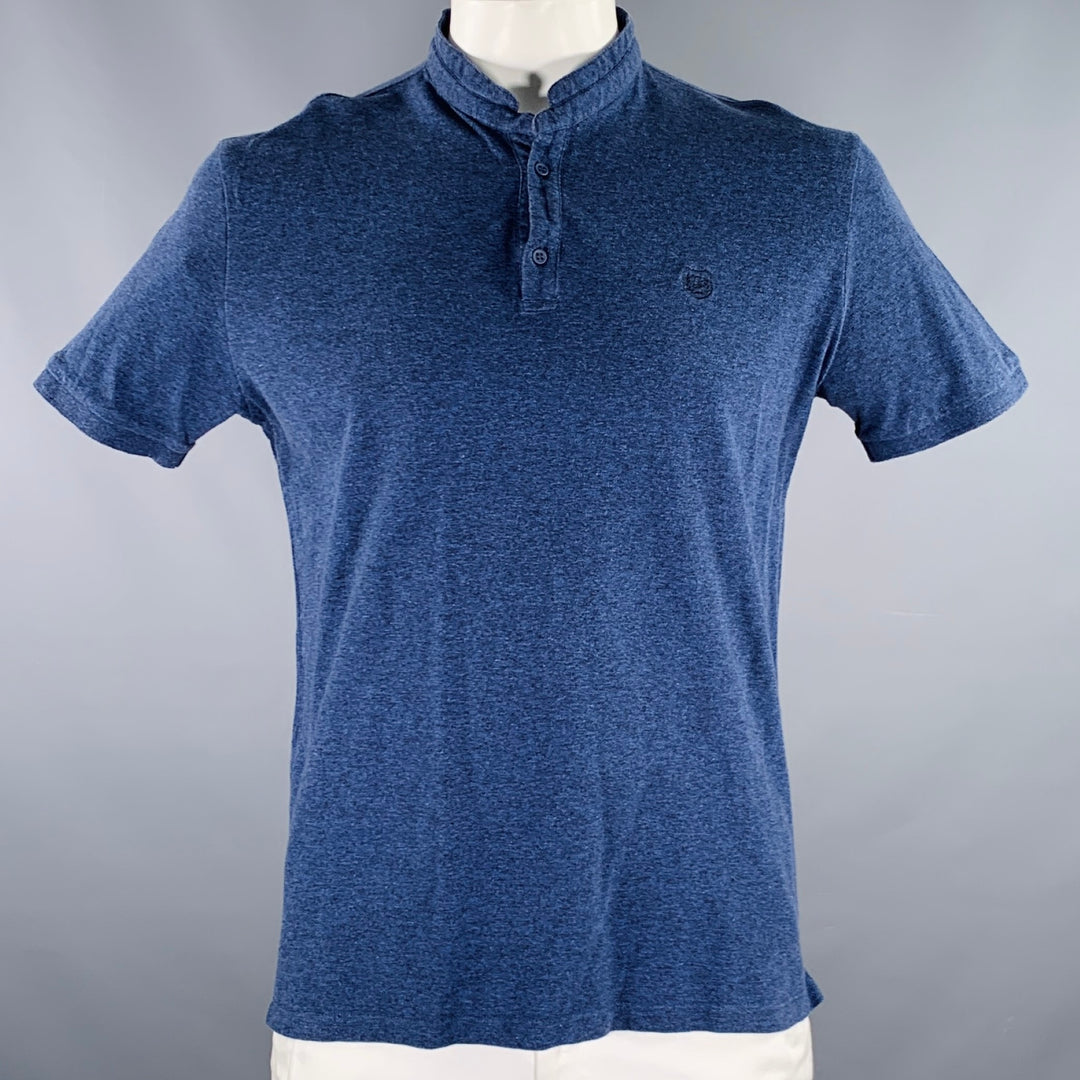 THE KOOPLES Size XL Blue Heather Cotton Short Sleeve Polo