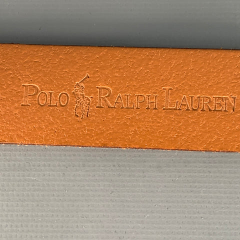 POLO by RALPH LAUREN Size 34 Brown Gold Leather Logo Square Buckle Belt