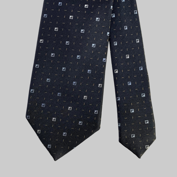 ERMENEGILDO ZEGNA One Size Black Light Blue Silk Tie