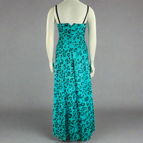 Robe froncée en soie à imprimé animal noir et turquoise NANETTE LEPORE Taille 10