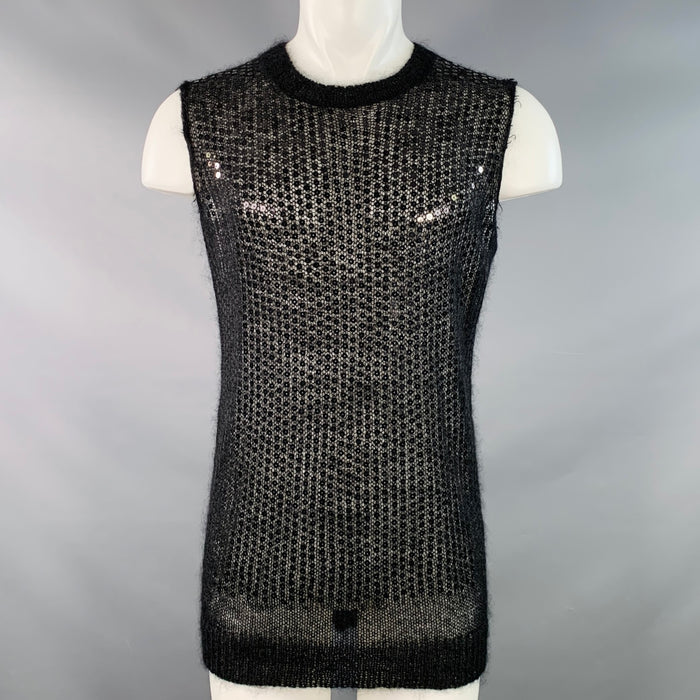 JUNYA WATANABE Size M Black Sequined Knit Sleeveless Long Pullover