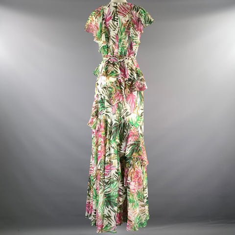 BADGLEY MISCHKA Size 6 Green Pink Polyester Maxi Long Dress