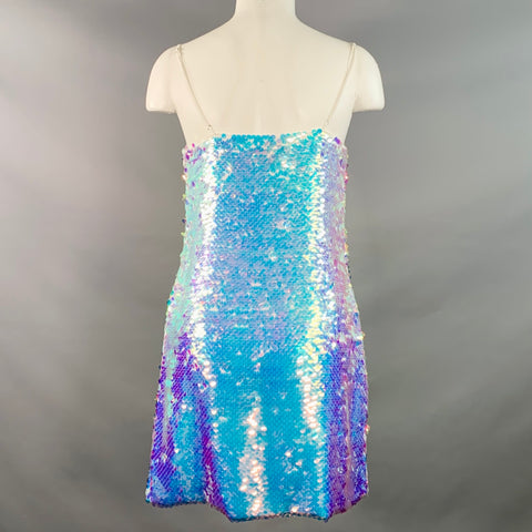L'AGENCE Size 2 White Polyester Iridescent Sequined Paillettes Mini Dress