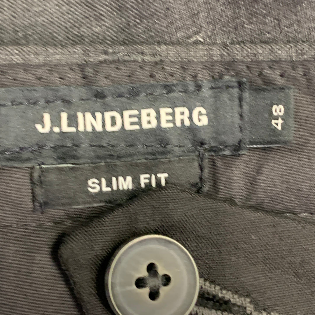 J. LINDEBERG Size 32 Paulie Grey Charcoal Virgin Wool Slim Fit Tapered Dress Pants