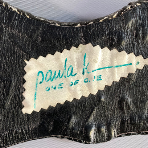 PAULA K Black Gold Patchwork Leather Belt