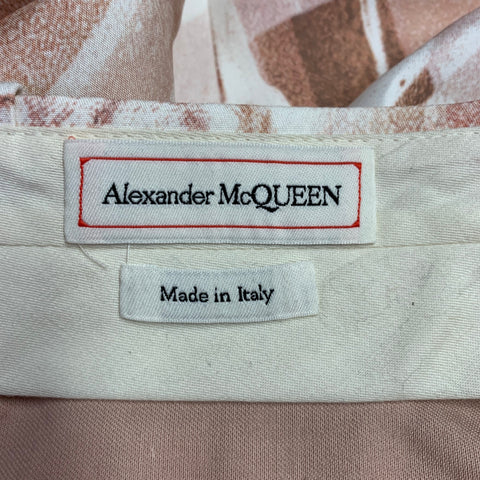 ALEXANDER MCQUEEN SS21 Size 38 Pink White Print Viscose Double Breasted Suit