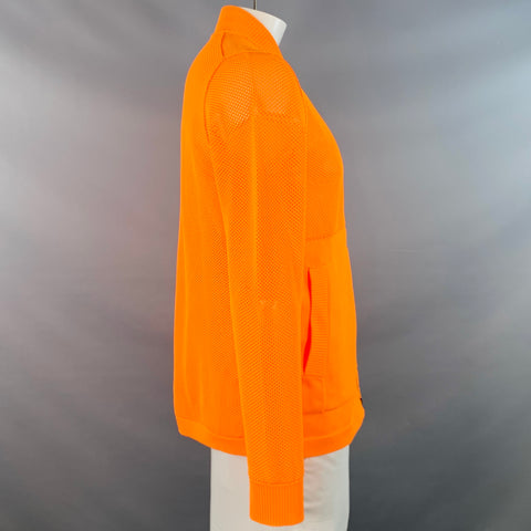 STONE ISLAND SS19 Size XL Fluo Orange Neon Mesh Polyester Zip Up Jacket