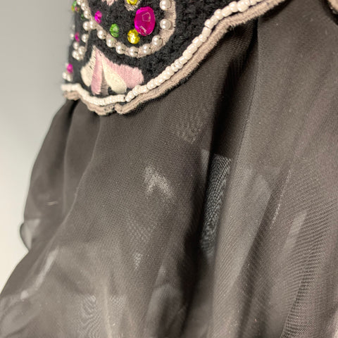 MANOUSH Taille XS Robe perlée brodée en mélange de viscose noire