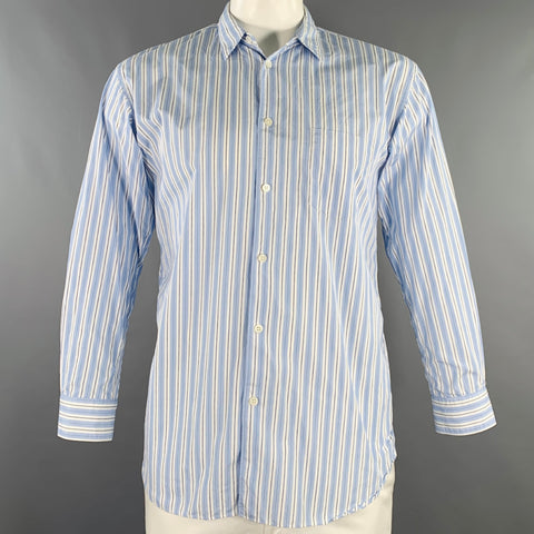 COMME des GARCONS SHIRT Size L Blue White Stripe Cotton Long Sleeve Shirt