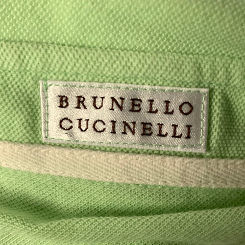 BRUNELLO CUCINELLI Size XL Green Neon Solid Cotton Polo