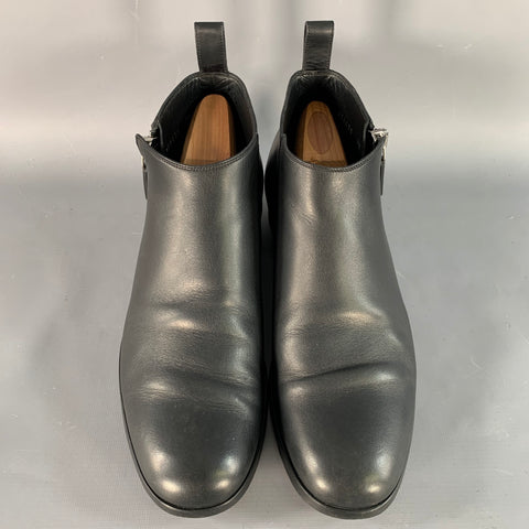 GUCCI Size 8 Black Leather Side Zipper Ankle Boots
