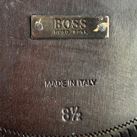 HUGO BOSS Size 8.5 Black Patent Leather Tuxedo Formal Lace-Up Shoes