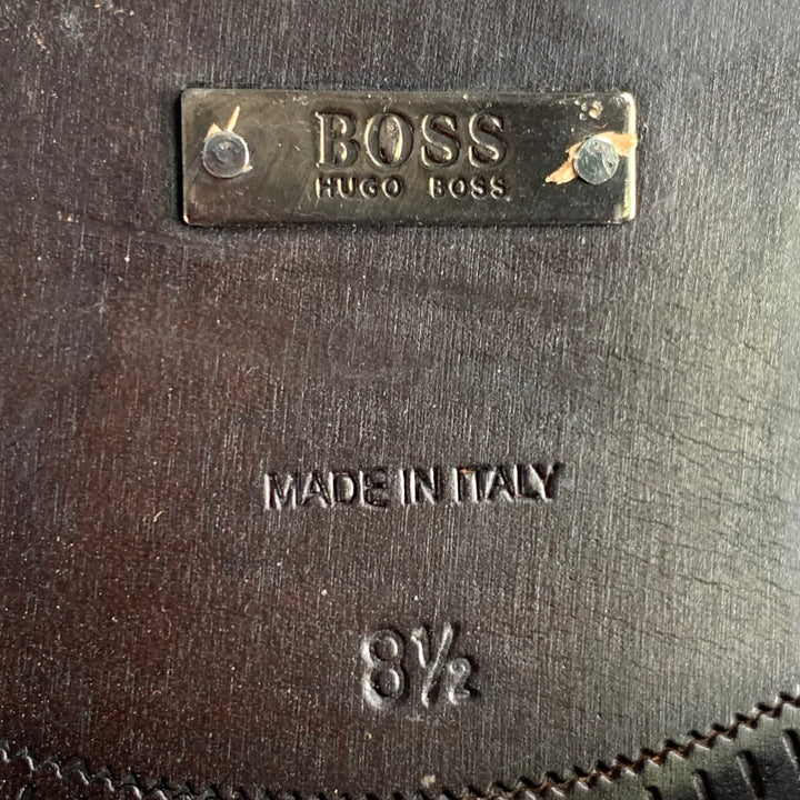HUGO BOSS Size 8.5 Black Patent Leather Tuxedo Formal Lace-Up Shoes