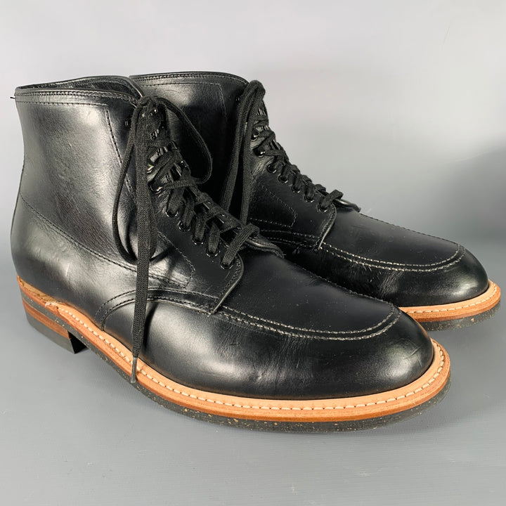 ALDEN Size 10 Black Tan Leather Lace Up Ankle Boots