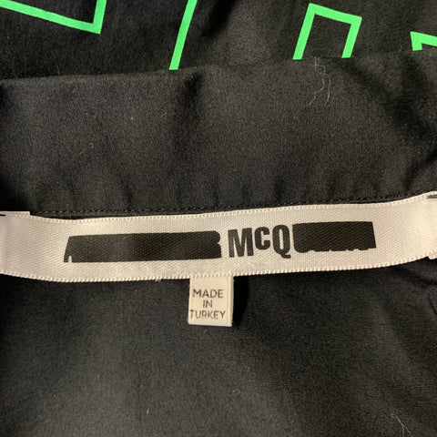 MCQ by ALEXANDER MCQUEEN Size M Black Green Graphic Cotton Camp Shirt