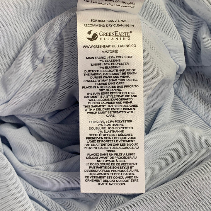 SELF-PORTRAIT SS25 Size 2 Pale Blue Polyester Blend Rhinestones Ruched Cutouts Dress Top
