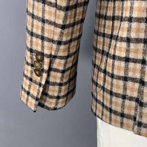 HAVANA & CO Size 46 Khaki Black Plaid Wool Notch Lapel Sport Coat