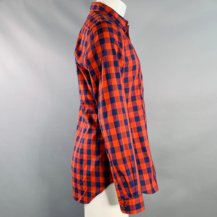 PS by PAUL SMITH Size M Red Navy Checkered Cotton Long Sleeve Shirt