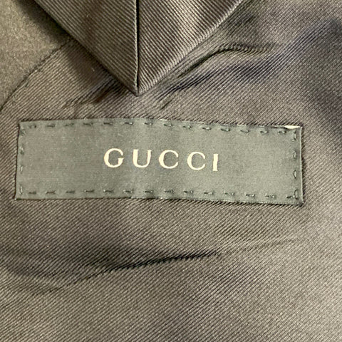 GUCCI Size 42 Regular Black Wool Blend Peak Lapel Sport Coat