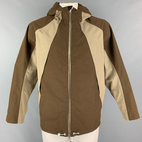 ACNE STUDIOS Size XL Brown Taupe Color Block Raincoat Jacket