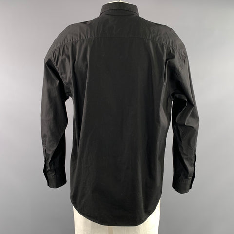 ICEBERG Size L Black Multi-Color Embroidery Cotton Long Sleeve Shirt