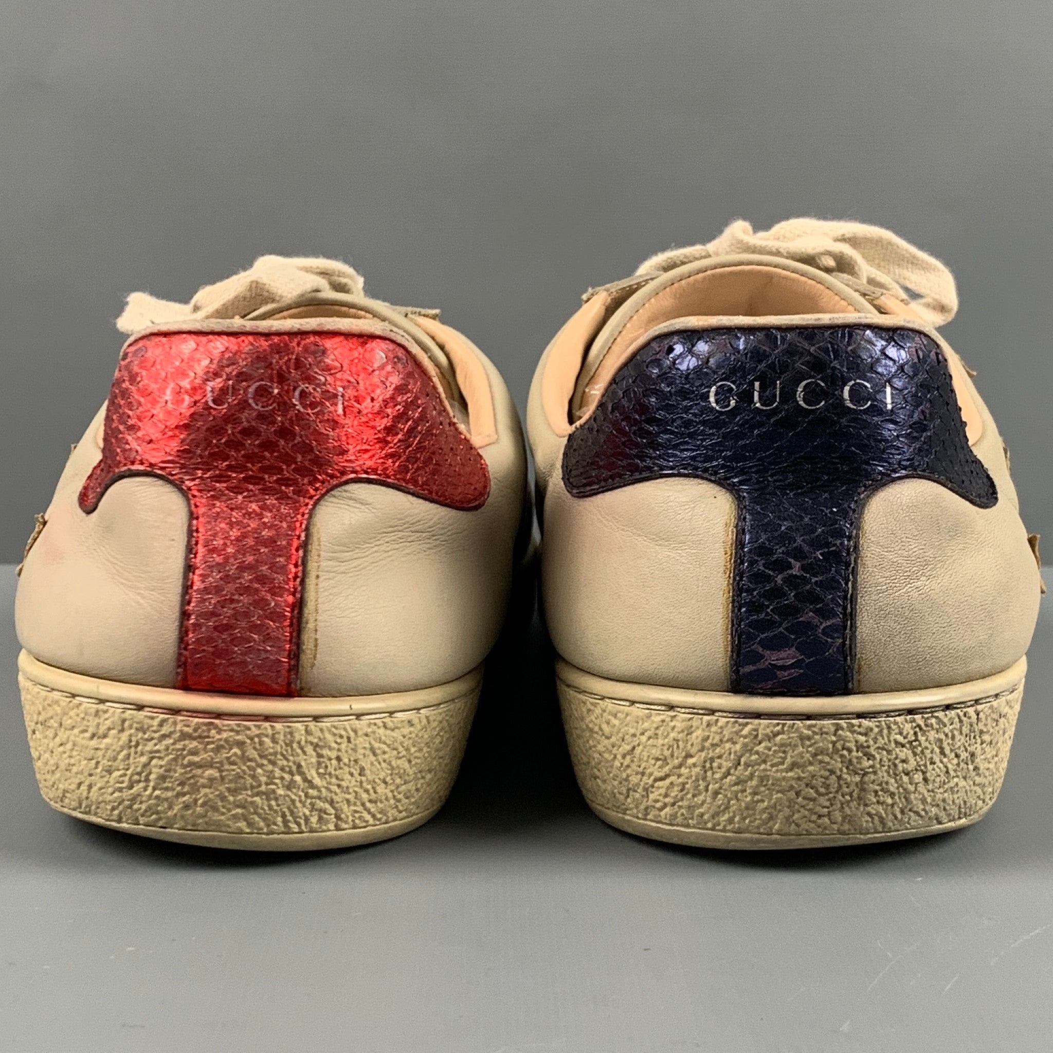 GUCCI Size 11 Beige Multicolour Leather Low Top Sneakers – Sui