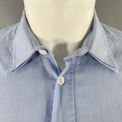 D&G by DOLCE & GABBANA Size 38 Blue One Pocket Long Sleeve Shirt