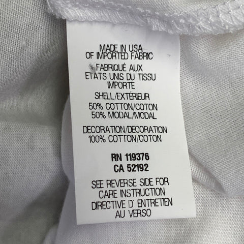 HELMUT LANG Size S White Silver Distressed Graphic Cotton Blend Crew Neck T-shirt