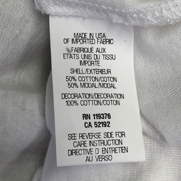 HELMUT LANG Size S White Silver Distressed Graphic Cotton Blend Crew Neck T-shirt