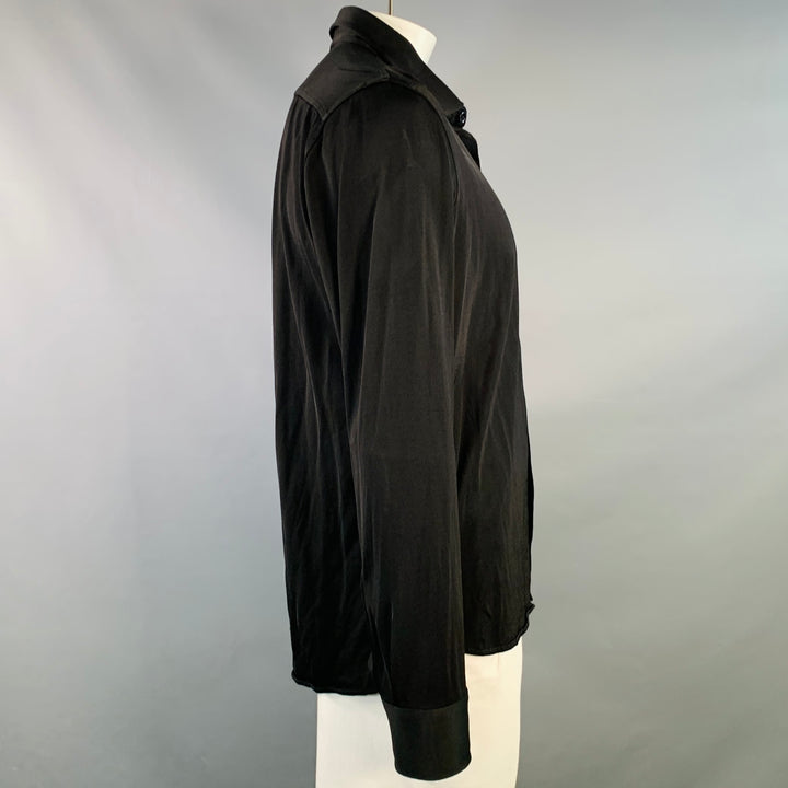 TOM FORD Size XXXL Black Viscose Blend Cutaway Long Sleeve Shirt